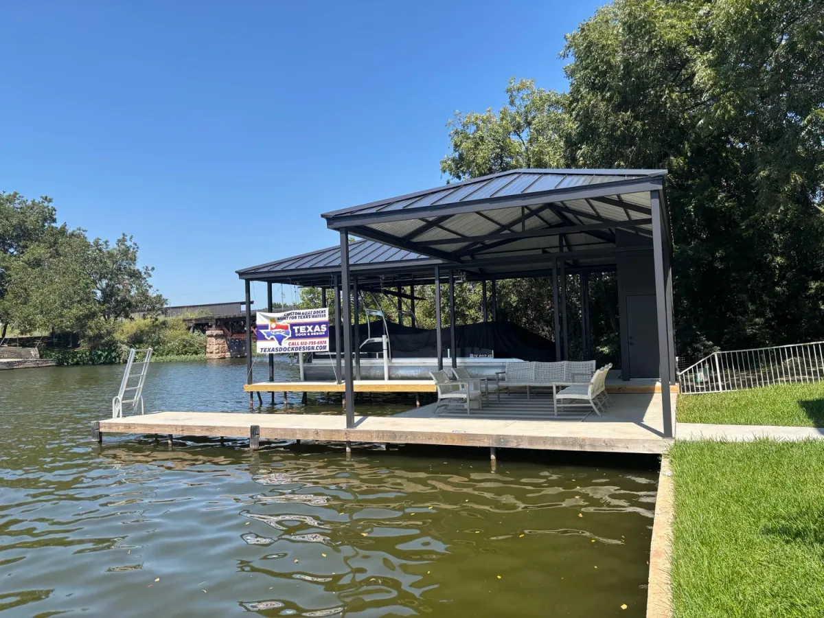 Texas Dock & Design crew on a finished Lake LBJ dock